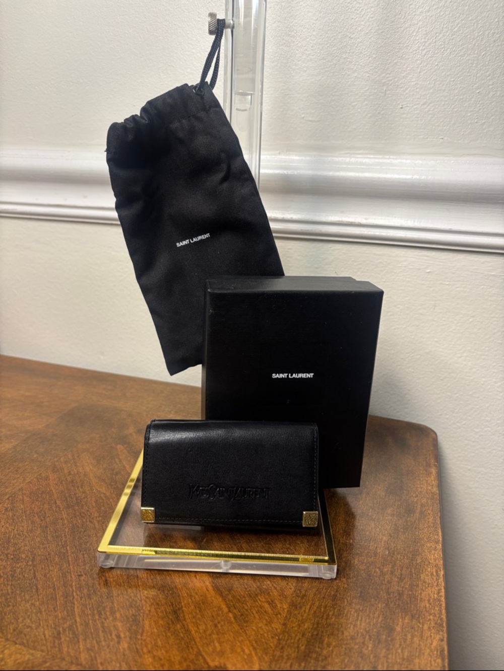 🔥YSL Yves Saint Laurent Black Leather Key & Card Holder Wallet- Full Inclusion - Picture 16 of 16